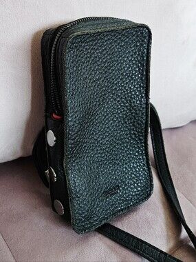 Hammit Small Crossbody Black Leather Bag Unisex